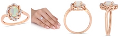 Macy's Blue Opal (3/4 ct.t.w.) and Diamond (1/10 ct.t.w.) Interlaced Halo Ring 10k Rose Gold